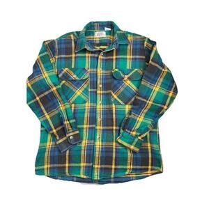Vintage Private Property Flannel Shirt Multicolor Plaid Grunge USA Mens Sz Large
